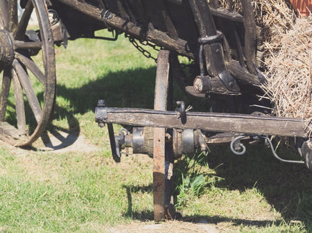 Sunny Day in the Countryside: Hay Cart Closeupの写真素材