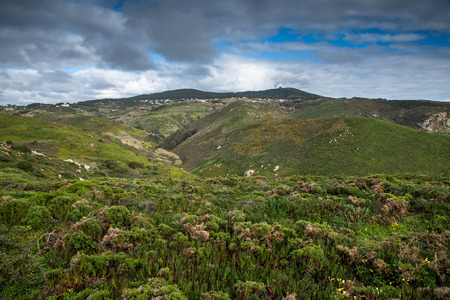 Coast of Portugal, Cape Cabo da Roca - the westernmost point of Europe. Panoramic picturesque rocks.の写真素材