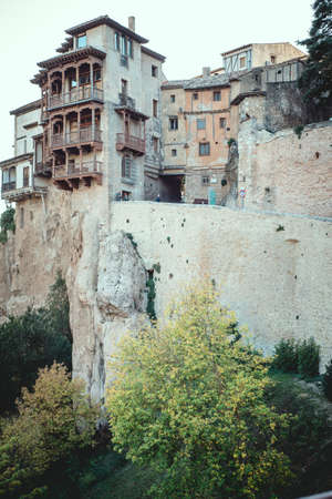 Cuenca, Spain 11 October , 2017. Many casas colgadas are built right up to the cliff edge,making Cuenca one of the most striking towns in Spain. The old town of Cuenca is Unesco World Heritageのeditorial素材