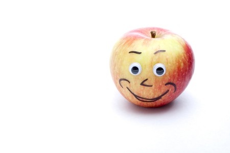 An apple that is smiling.の写真素材