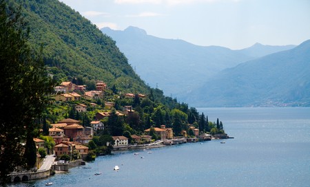 A lakeside village on Lake Como, Italy.の写真素材