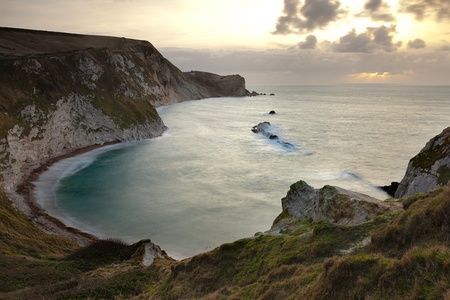 A dawn landscape from the Jurassic Coast in Dorset.のeditorial素材