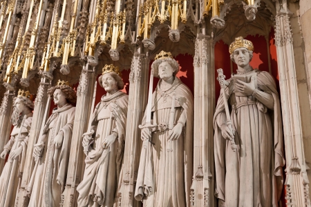 Some stone statues of kings inside Yorkminster in York, UK.の写真素材
