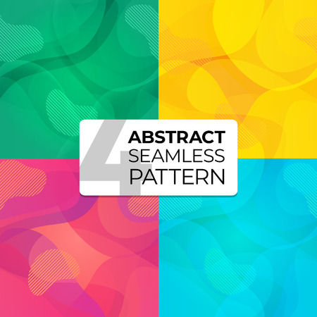 Colorful set abstract seamless patterns for site background, postcard, wallpaper, textiles, clothing design. Seamless vector background. Vector illustration with abstract waves.のイラスト素材