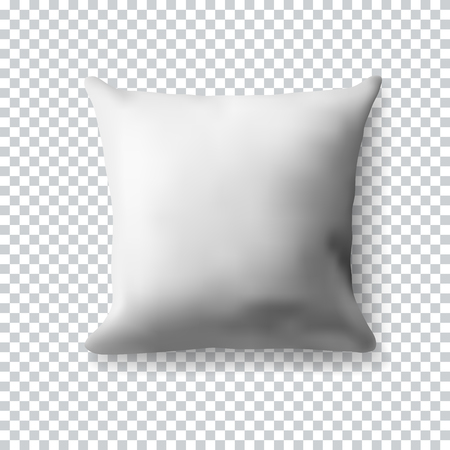 Blank white square pillow on transparent background. Realistic vector illustration. Realistic blank template for your design. EPS10のイラスト素材