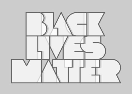 Black lives matter modern typography on a flat gray background. Vector template with lettering for banner, design concept, sign, poster. Minimalistic vector illustration. Stop racism banner.のイラスト素材