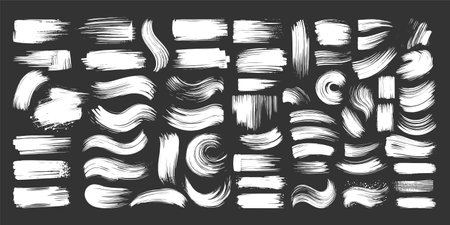 Vintage Hand drawn Brush Stroke Collection, Black and White Grungy Ink Splatter, Artistic Splash Vector Templates for Graphic Design.のイラスト素材