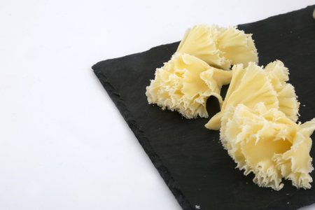 pecorino with truffle and cheese rosettes as delicatessen gourmet food