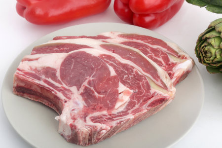 raw fresh entrecote meat ready to grill for the bbqの写真素材