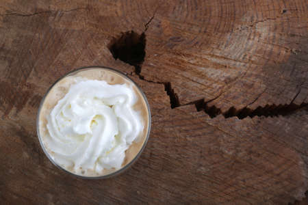 hot coffee with cream as dessertの写真素材