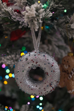 Christmas ornaments on the Christmas tree. Selective focus.の写真素材