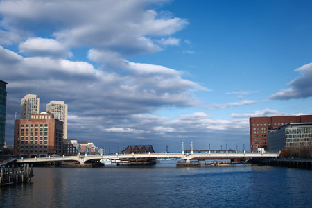 Boston Harbor Bridge, Boston, Massachusetts, United States of America.の写真素材