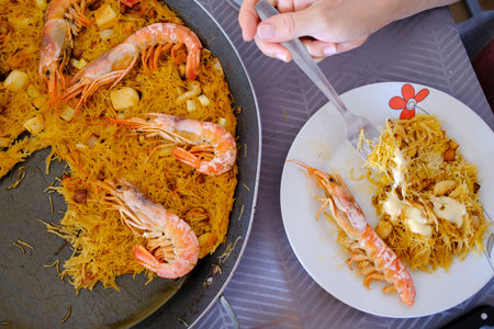 noodle fish dish as spanish foodの写真素材