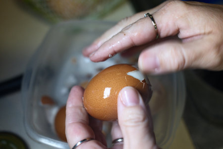 Eggs in the hands of a woman. Close-up.