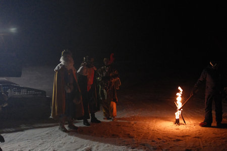 Fire show during Maslenitsa in Tbilisi, Georgiaの写真素材