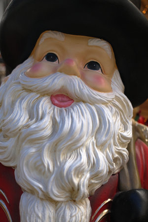 santa claus statue in christmas market, closeup of photoの写真素材