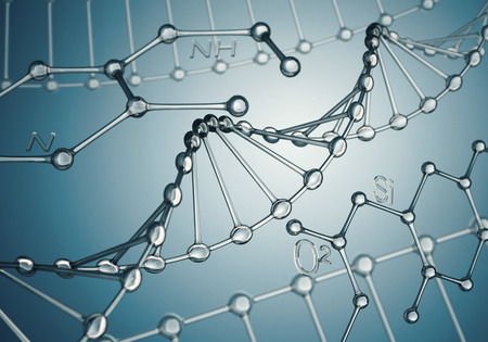 3d render of DNA molecule and organic compoundsの写真素材
