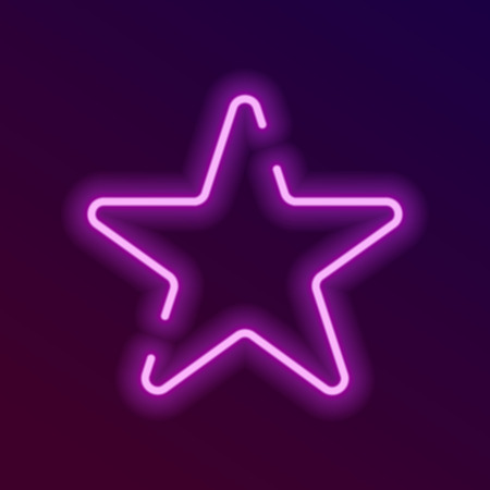 Violet star neon icon for web. Glowing sign vectorのイラスト素材