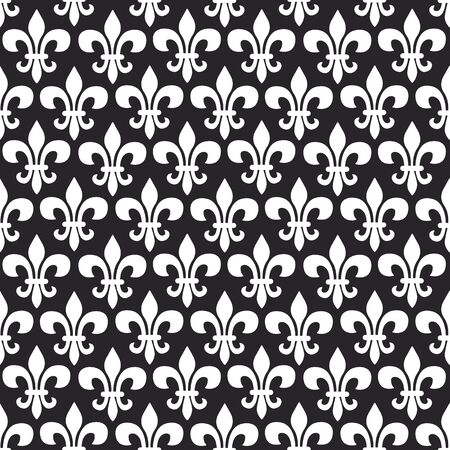 Mardi Gras vector seamless pattern with fleur-de-lis. Black and white colors. Perfect for wrapping paper, fabric or greetings cards.のイラスト素材