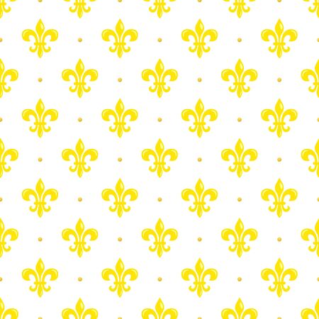 Mardi Gras vector yellow fleur-de-lis. Perfect for wrapping paper, fabric or greetings cards.のイラスト素材