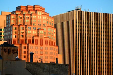 Standing tall, strong and distinctive as the sun setsの写真素材