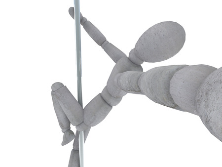 Model doll performs acrobatics and dancing on the pole.の写真素材