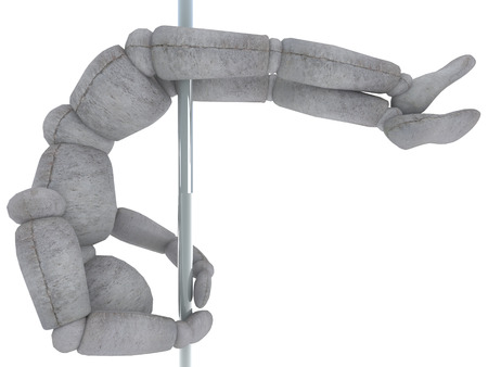 Model doll performs acrobatics and dancing on the pole.の写真素材