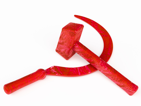 hammer  industrial labourers and sickle for peasantry; combined  stood for worker-peasant alliance for socialism and against reactionary movements and foreign intervention. symbolizing peaceful labourの写真素材