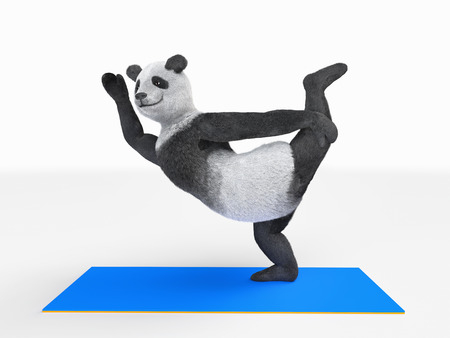 Panda practising yogaの写真素材