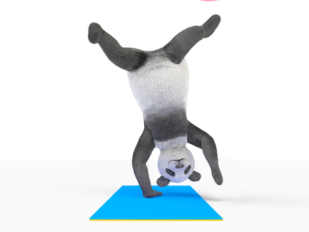 one hand upside down balance. sport stand wrong side up. head over heels.の写真素材