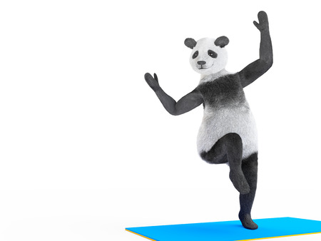 cheerful cool hip-hop character panda in dance isolated on white background.の写真素材