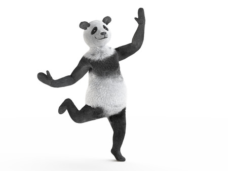 cheerful cool hip-hop character panda in dance isolated on white background.の写真素材