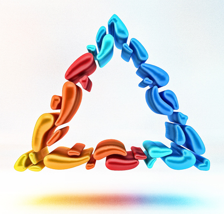 isosceles triangle 3d combined logo. volumetric equilateral triangle three-dimensional complex...