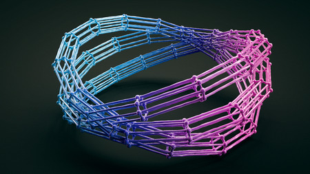 few molecular ellipses connected. atomic structure circle grid isolated on black background,