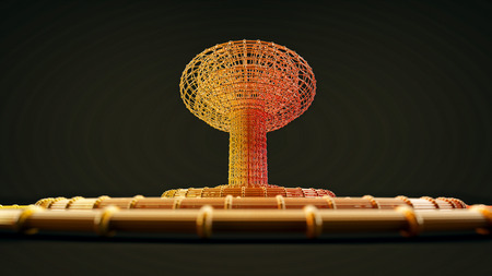 nuclear atomic bomb explosion abstract defocused illustration about potential third world war....