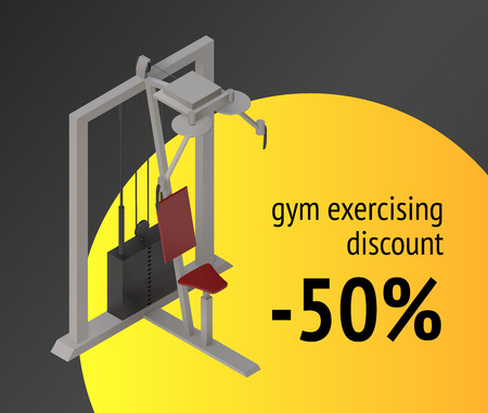 Gym exercise machine training device. Weight lifting sport apparatus for fitness and workoutのイラスト素材