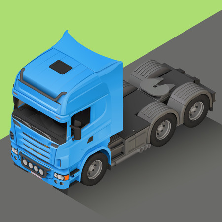 Delivery Cargo isometric Truck. Detailed high quality lorry vehicle transport vector illustration. Delivery heavy trailer car.のイラスト素材