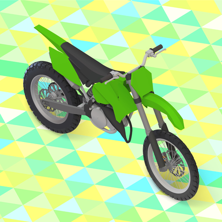 motorcycle isometric. cross motorbike illustration isometric view on isolated geometric background.のイラスト素材