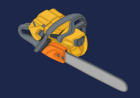 Handle chainsaw isometric flat 3d illustrationのイラスト素材
