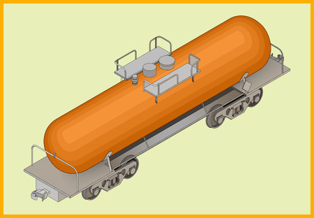 Vector isometric illustration of cistern railway tank for fuel transportation. Rail transportation isometric flat vector 3d illustration.のイラスト素材