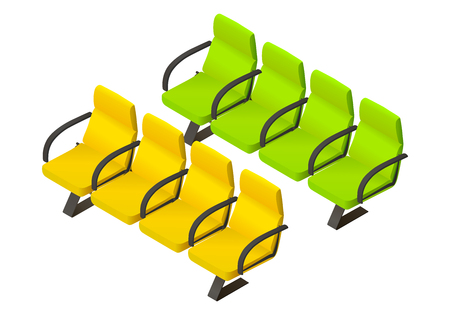 Pair rows of armchairs flat 3d illustration isometric perspective viewのイラスト素材