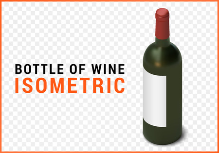 bottle of wine isometric flat 3d illustration isolated on white backgroundのイラスト素材