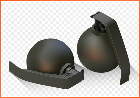 hand grenade isometric flat 3d illustration isolated on white backgroundのイラスト素材