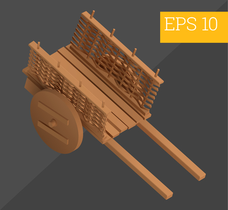 wooden hand-barrow wagon eps10 vector illustration. wheelbarrowのイラスト素材