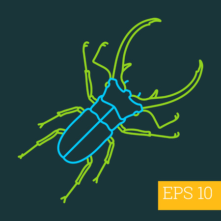 stagbeetle linear vector illustration. insect outline icon.のイラスト素材