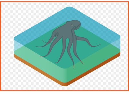 octopus devilfish vector isometric illustation. underwater inhabitant of seaのイラスト素材