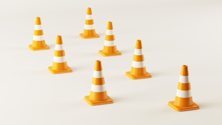 Zig Zag Traffic Conesの写真素材