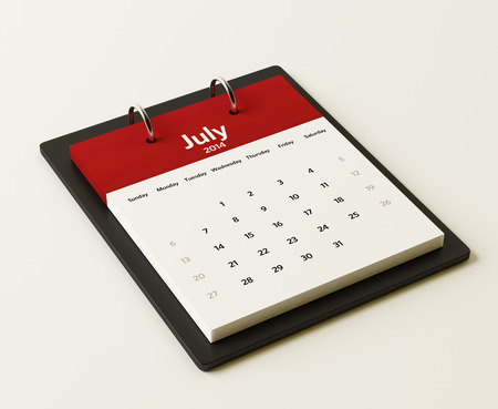 2014 July Calendar isolated on white backgroundの写真素材