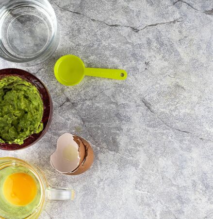 Homemade avocado face mask skin care for home spa.の写真素材
