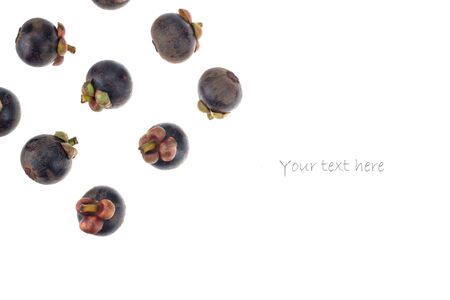 mangosteen isolated on white backgroundの写真素材